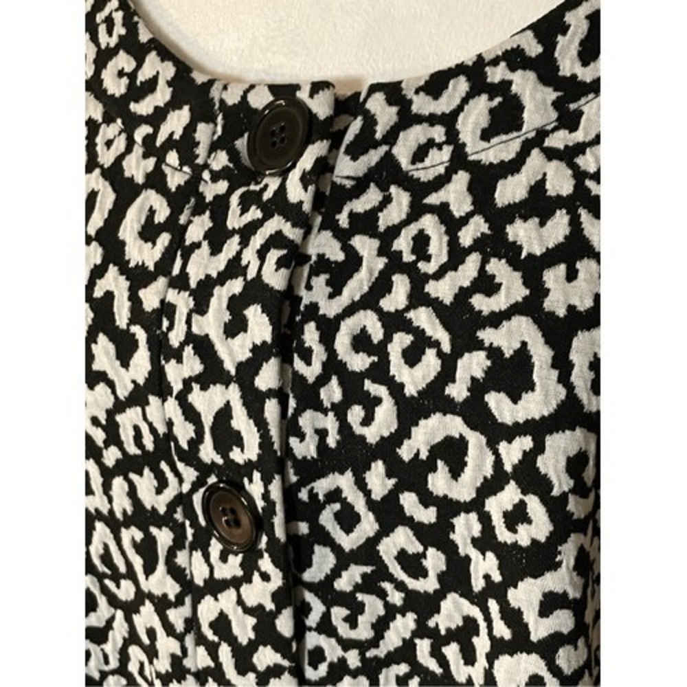 Ulla Popken Womens Black White Leopard Print Button Front Shirt Jacket Coat - Picture 2 of 4